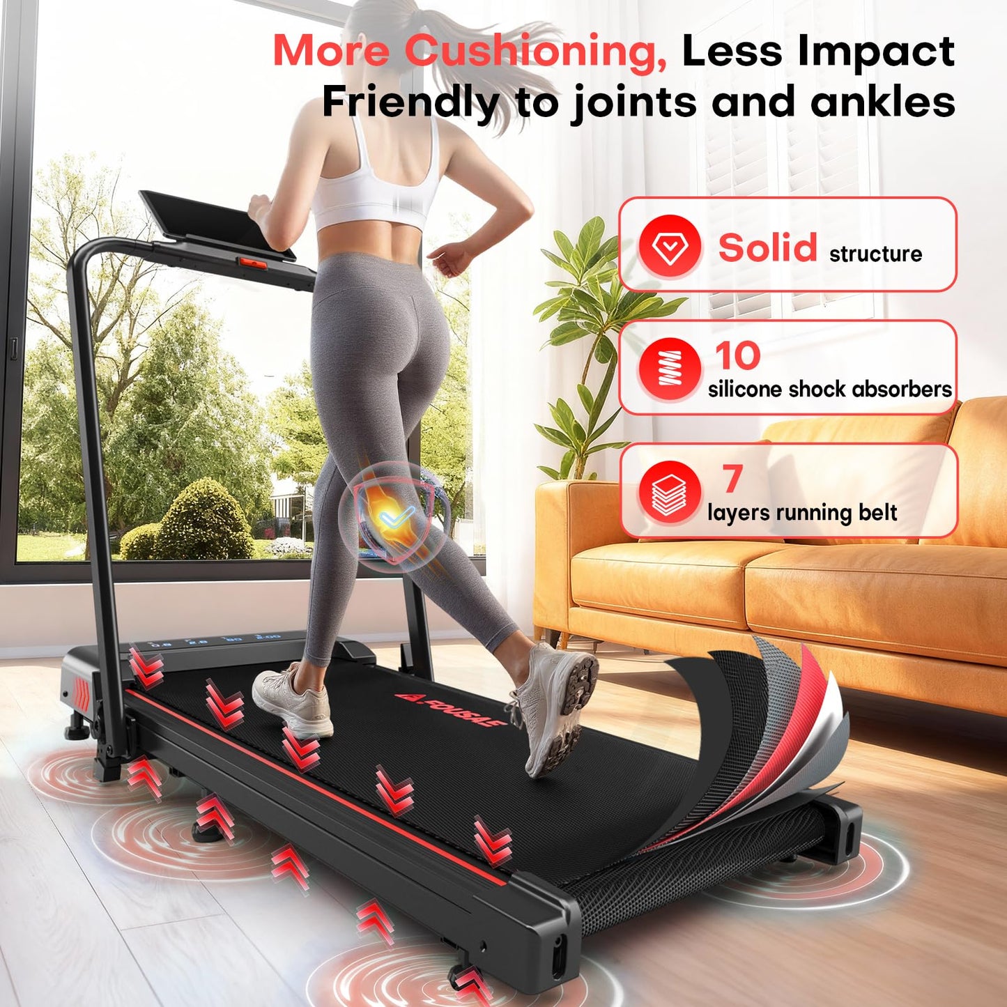 FOUSAE Treadmills for Home, App Compatible, 5 in 1 7.5MPH Foldable Treadmill with 10% Incline