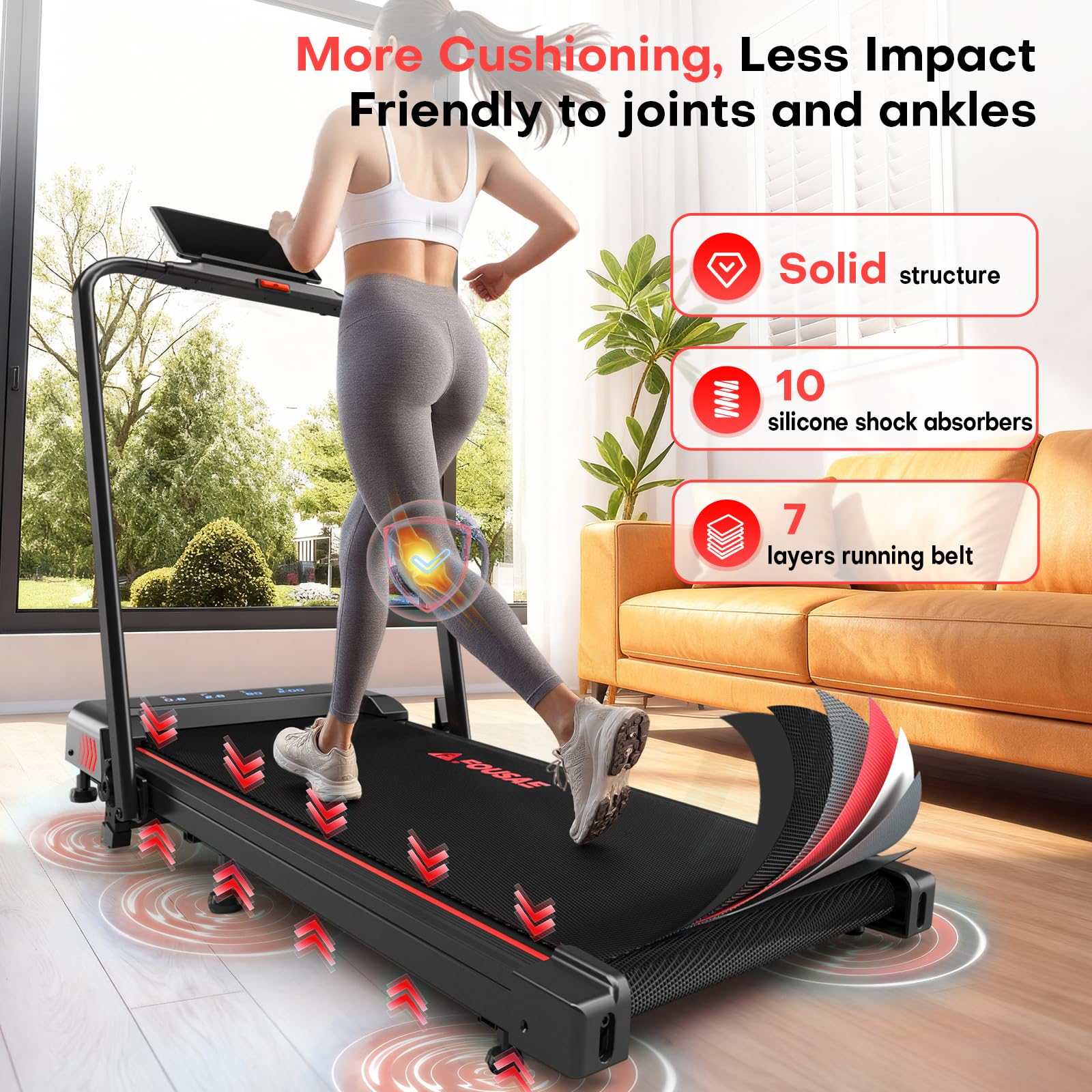 FOUSAE Treadmills for Home, App Compatible, 5 in 1 7.5MPH Foldable Treadmill with 10% Incline