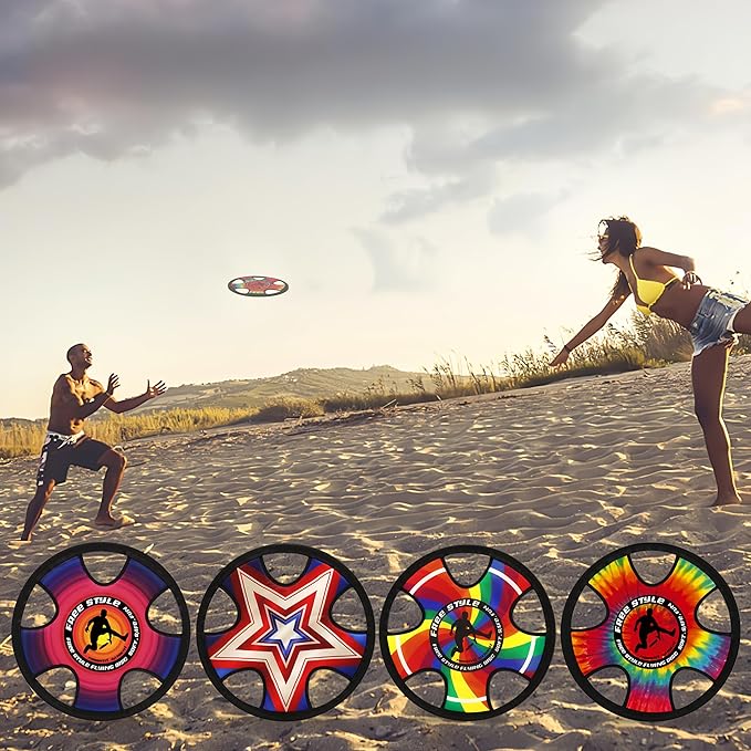 Outdoor Two Soft Frisbee Throwing Disc, Flying Disc, Flying Saucer for Man and Woman in Yard, Beach, Lawn, Camping, Pool (Halo+Rainbow)