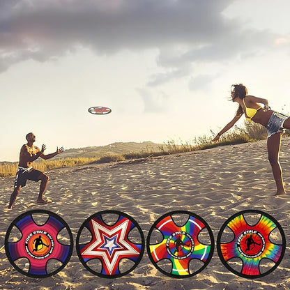 Outdoor Two Soft Frisbee Throwing Disc, Flying Disc, Flying Saucer for Man and Woman in Yard, Beach, Lawn, Camping, Pool (Halo+Rainbow)