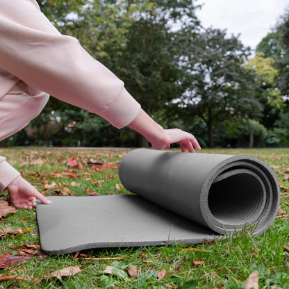 BalanceFrom 1-inch Thick 71x24 Inches Extra Thick Exercise Yoga Mat, Gray