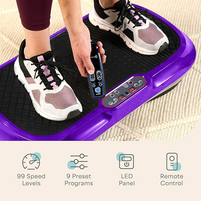 Lifepro Waver Vibration Plate Exercise Machine for Lymphatic Drainage, Muscle Activation, Full-Body Workout Vibrating Platform with Loop Bands, Fitness Equipment for Strength Toning & Fat Loss
