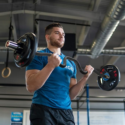 Synergee Commercial Super EZ Curl Olympic Bar Chrome, Black Phosphate and Red with Powder Coated Brass Bushings Excellent for Bicep Curls and Triceps Extensions