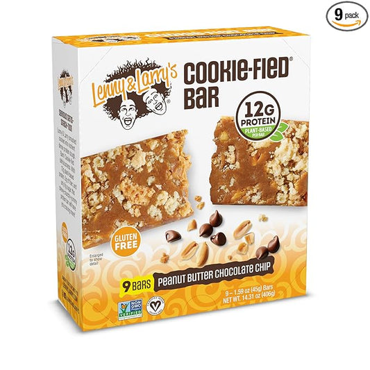Lenny & Larry's Cookie-fied Protein Bar ??Peanut Butter Chocolate Chip Vegan 9x45g ??Healthy Snacks