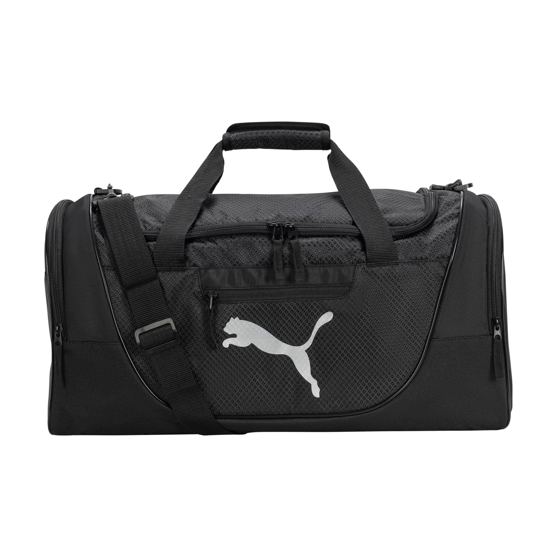 PUMA Contender Duffel Bag with Removable Strap & Shoe Pocket, Black, One Size