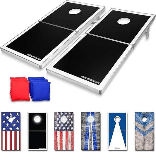 GoSports 4 x 2 ft Aluminum Cornhole Game Sets – Choose LED Lights or Standard - Set Includes 2