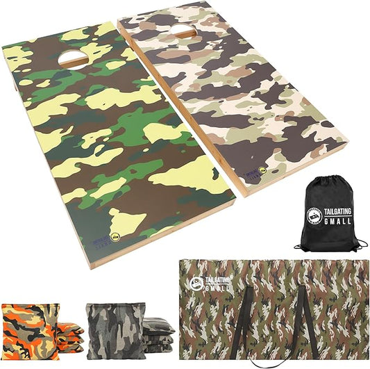 Cornhole Board Set 4FTx2FT Solid Wood Regulation Size Cornhole Set Includes 8 Cornhole Bags for
