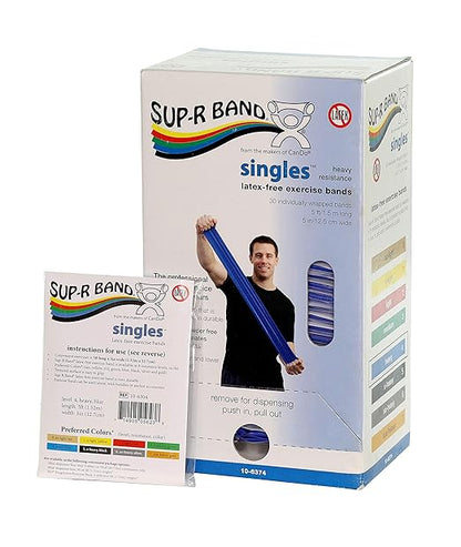 CanDo 10-6374 Sup-R Band, Latex-Free, 5' Singles, 30 Piece Dispenser, Blue