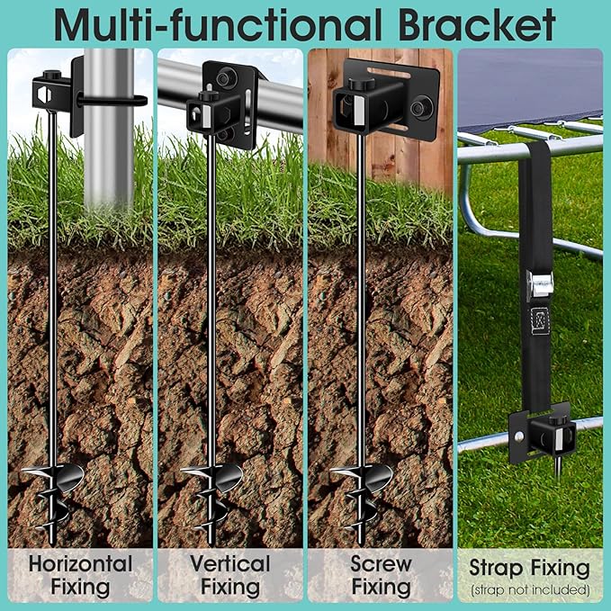 26" Ground Anchors Screw-in Payivsve, Multi-Purpose Trampoline Stakes Heavy Duty, 3" Wider Spiral Mobile Home Anchors Hurricane Earth Anchor for Trampoline, Shed, Swing Sets, Carports(26"-6pcs)