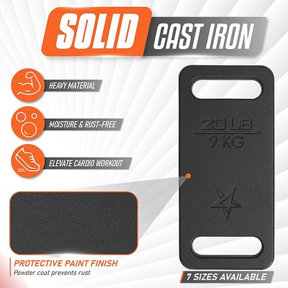 Yes4All Ruck Weight Plate, Cast Iron Rucking Plates with Wide Grip for Swings, Squat, Strength, Weighted Vest Training - Multiple Rucking Weights: 10LB to 45LB