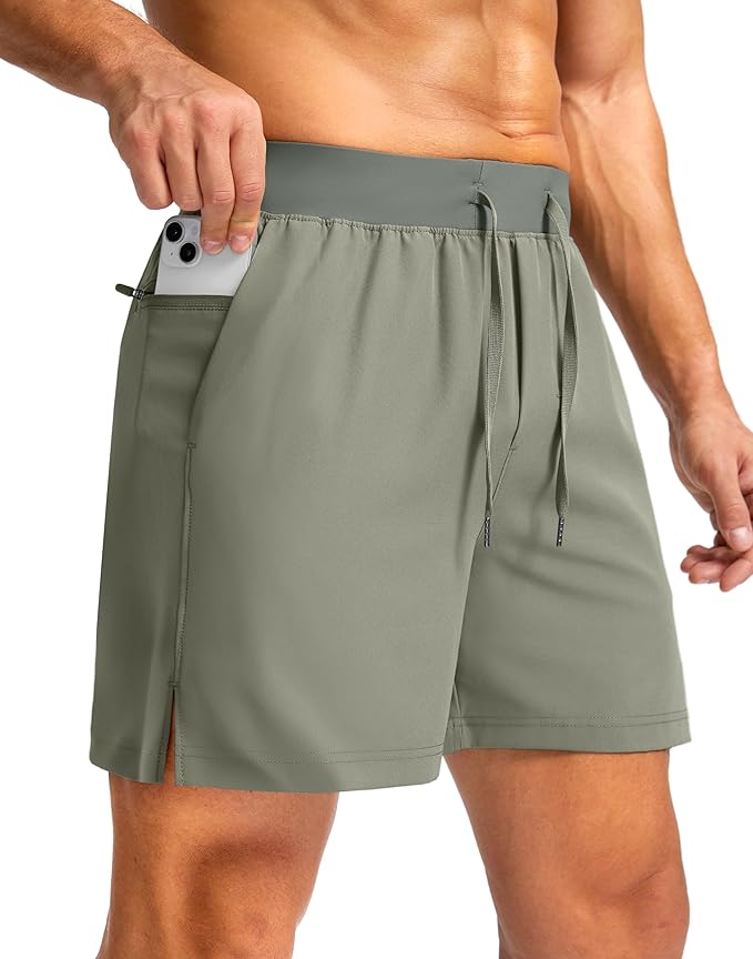 Men's Running Shorts with Zipper Pockets 9 Inch/ 7 Inch / 5 Inch Lightweight Quick Dry Gym Workout Athletic Shorts for Men(5 inch)