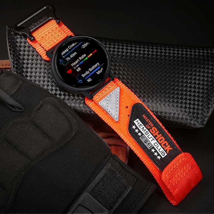 20mm Nylon Band Compatible with Garmin Vivoactive6/5/3,Forerunner 165/55/645/245 Music, 20mm Soft Nylon Replacement Strap