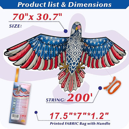 ORGCLDKT- 3D Lifelike Style Bird/Eagle Kite, Super Easy to Fly with, Ideal for Kids, Adults, Girls, Boys. Kites for The Beach, Grassland, Hiking