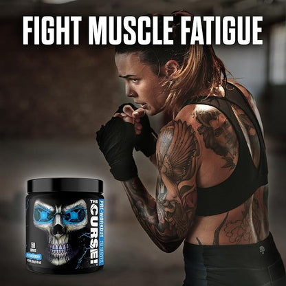 JNX SPORTS The Curse! Pre Workout Powder for Men & Women, Caffeine, Beta-Alanine, Creatine, L-Citrulline, 50 Servings, Blue Raspberry Flavor ??Boost Energy, Strength & Focus