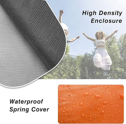 AOTOB 8FT 10FT 12FT 14 FT 15FT Trampoline with Safety Enclosure Net，Outdoor Trampoline with Basketball Hoop, Heavy Duty Jumping Mat and Spring Cover Padding for Kids and Adults, Storage Bag and Ladder