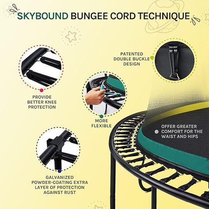 SkyBound 14 FT 12 FT 10FT 8FT 6FT Springless Trampoline for Kids and Adults - Recreational Trampolines with AntiRust Coating - Bungee Cords Outdoor Trampoline for Kids - No-Gap Design Zipper System