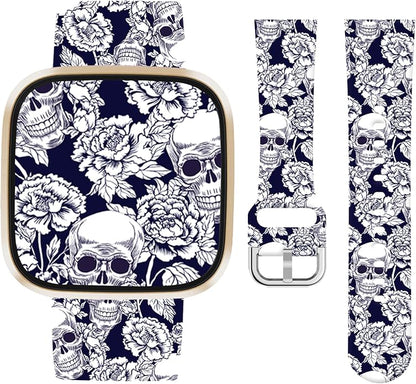 Watbro Halloween Holiday Band Compatible with Fitbit Versa 3 / Sense/Fitbit Versa 4 / Sense 2 Bands for Women Men,Soft Silicone Cute Sport Pumpkin Strap