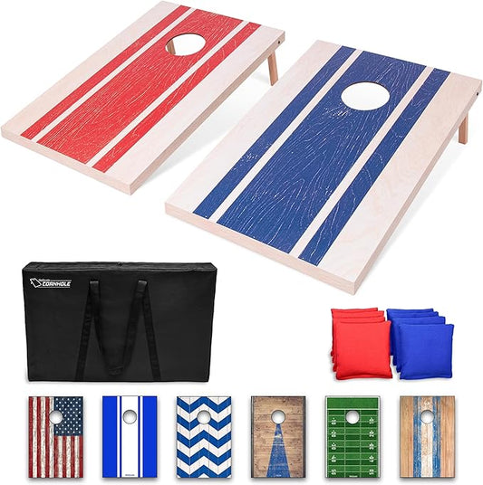 GoSports Portable Cornhole Sets, 8 Styles – Choose 4 x 2 ft or 3 x 2 ft - Boards Include 8 Bean