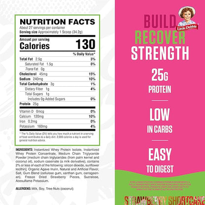 RYSE Loaded Protein Powder - Little Debbie Strawberry Shortcake Rolls - 25g Whey Protein Isolate & Concentrate with Prebiotic Fiber & MCTs - Low Carb & Low Sugar - 27 Servings / 2 lb Tub