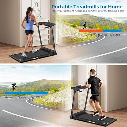 Treadmill with Handles, 2025 Upgraded Small Treadmills Home, Portable Electric Treadmills for Home 300 lbs Capacity,Walking Pad Treadmill,Lightweight Folding Foldable Walking Pad with LED Display