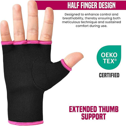 RDX Boxing Hand Wraps Inner Gloves Men Women, Half Finger Elasticated Bandages, Under Mitts Fist Protection, Muay Thai, Kickboxing, MMA, Martial Arts Speed Bag Punching Training