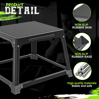 GanFindX Metal Plyometric Jump Box 12 Inch Steel Box for Home Gym Training
