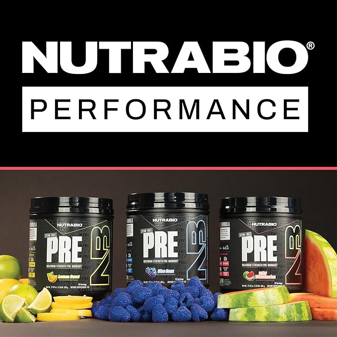 NutraBio STIM-Free PRE Workout for Men, New Formula | Laser Focus, Extreme Pumps | Performance, Endurance | 10g Citrulline, Beta Alanine, Nitrates, Nootropics, Electrolytes - 20 Servings Watermelon