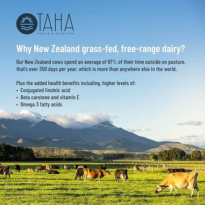 Taha Health & Nutrition Mind + Body Protein Blend ??Natural, Unflavored | 25g Protein from Whey & Collagen + 400mg Milk Phospholipids | Grass-Fed, Free-Range New Zealand Dairy | 2LB