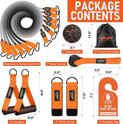 WALITO Resistance Bands Set - Exercise Bands with Handles, Door Anchor, Legs Ankle Straps, for Heavy Resistance Training, Physical Therapy, Muscle Training, Yoga, Home Workouts, Gym Equipment