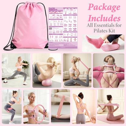 LarFaFa Pilates Kit for Home Workouts, Pilates Equipment Ring and Ball Set, Pilates Essentials Kit