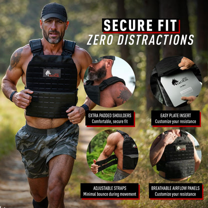 Wolf Tactical Adjustable Weighted Vest for Men & Women - Rucking, Workout, Running, Walking &