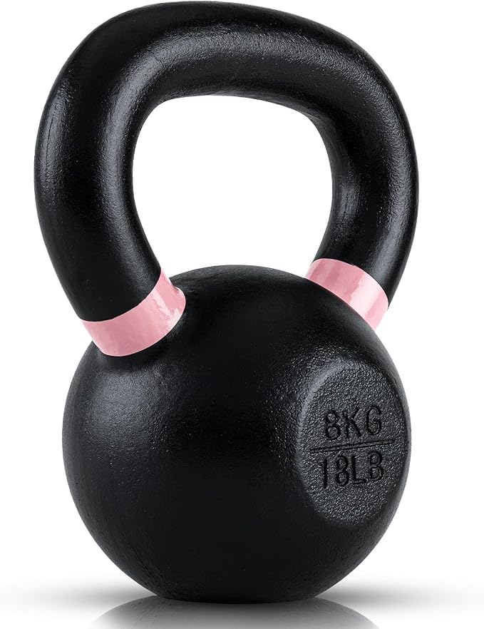 Single Cast Iron Kettlebell | Powder Coated - Wide Handle Weights for Core & Glute Workouts; Swings, Squats, Deadlifts; Strength, Endurance & Flexibility for Men & Women