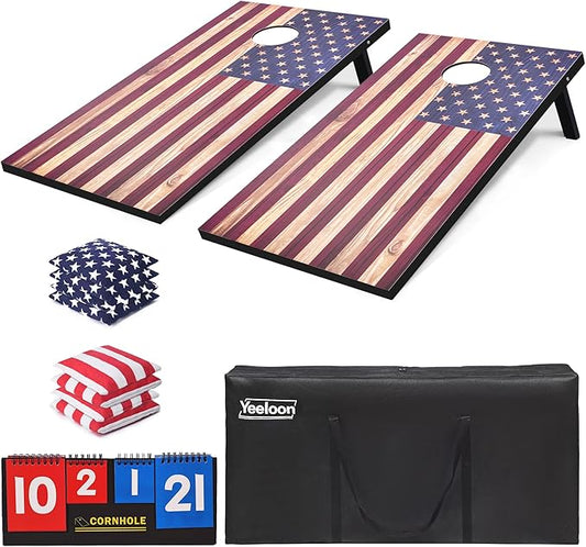 Cornhole Set, Regulation/Tailgate Size Cornhole Boards with 8 Bean Bags and Carrying Case, 4x2/3x2