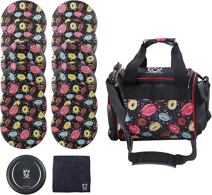 CROWN ME Disc Golf Set, Donut Starter Disc Golf Disc Set with Nice Donut Printing Bag