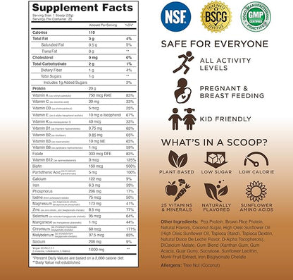 TRU Supplements Plant Based Protein Powder, BCAA, EAA, 20g Vegan Brown Rice & Pea Protein, 100 Calories, 27 Vitamins, No Artificial Flavors 25 Servings 25 Servings (Dulce De Leche)