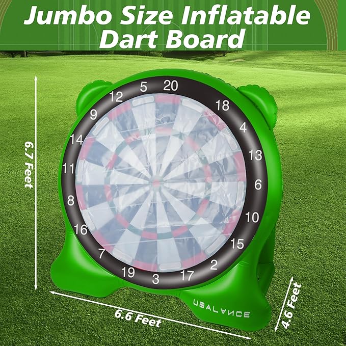 UBALANCE Giant Inflatable Dart Board, Outdoor Dartboard Yard Games for Adults, Family Sports, Sticky Kick Balls, Soccer, Tennis, Soft Darts, Golf, Party Fun Carnival Games