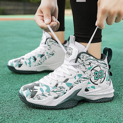 Boys Basketball Shoes Breathable Indoor Athletic Shoes Youth Outdoor Fashion Sneakers Comfortable Basketball Shoes for Girls