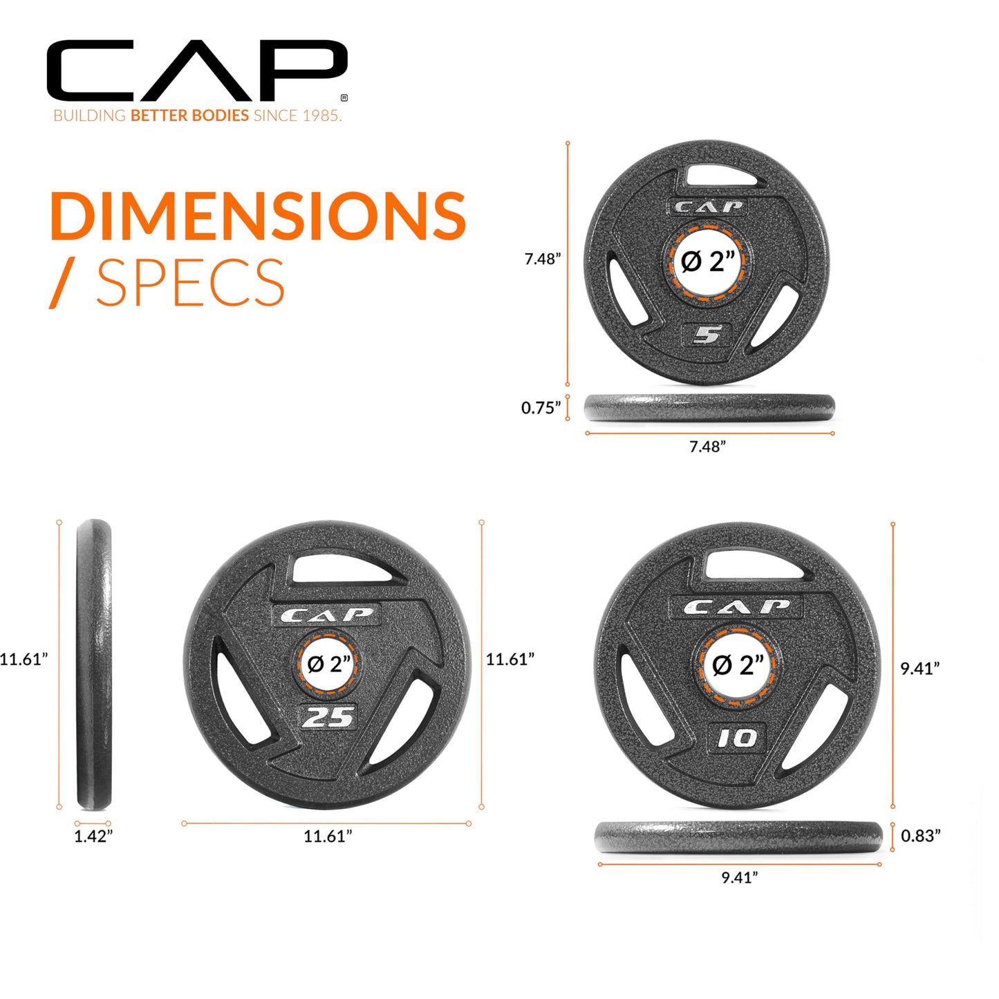 CAP Barbell 110 LB Elite Olympic 2-Inch Cast Iron Weight Plate Set