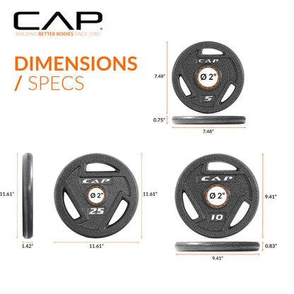 CAP Barbell 110 LB Elite Olympic 2-Inch Cast Iron Weight Plate Set