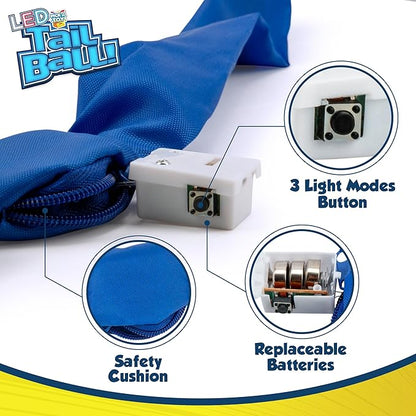 Outdoor Throw and Catch Light Up Ball Games -Kids Sports Ball & LED Tail Glow at Night - Play in The Dark - Fun Throwing Toys for Kids & Adults, Boys & Girls