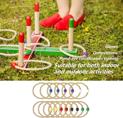 14 Pack Sisal Rope Ring Toss Game Replacement Parts for Adults and Kids, Outdoor Toss Rings for Agility/Speed Practice and Yard/Lawn Game for Party(7 Colors-Red Blue Yellow Green Purple Black White)