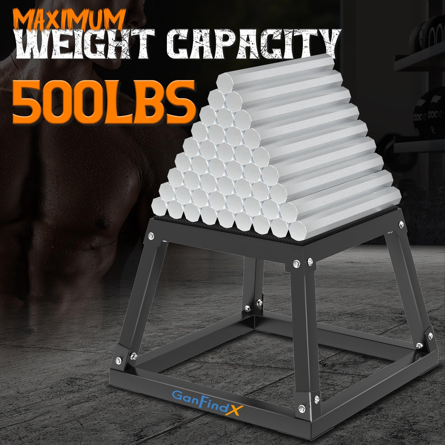 GanFindX 12/18/24" Metal Plyometric Jump Box, Heavy Duty Fitness Platform