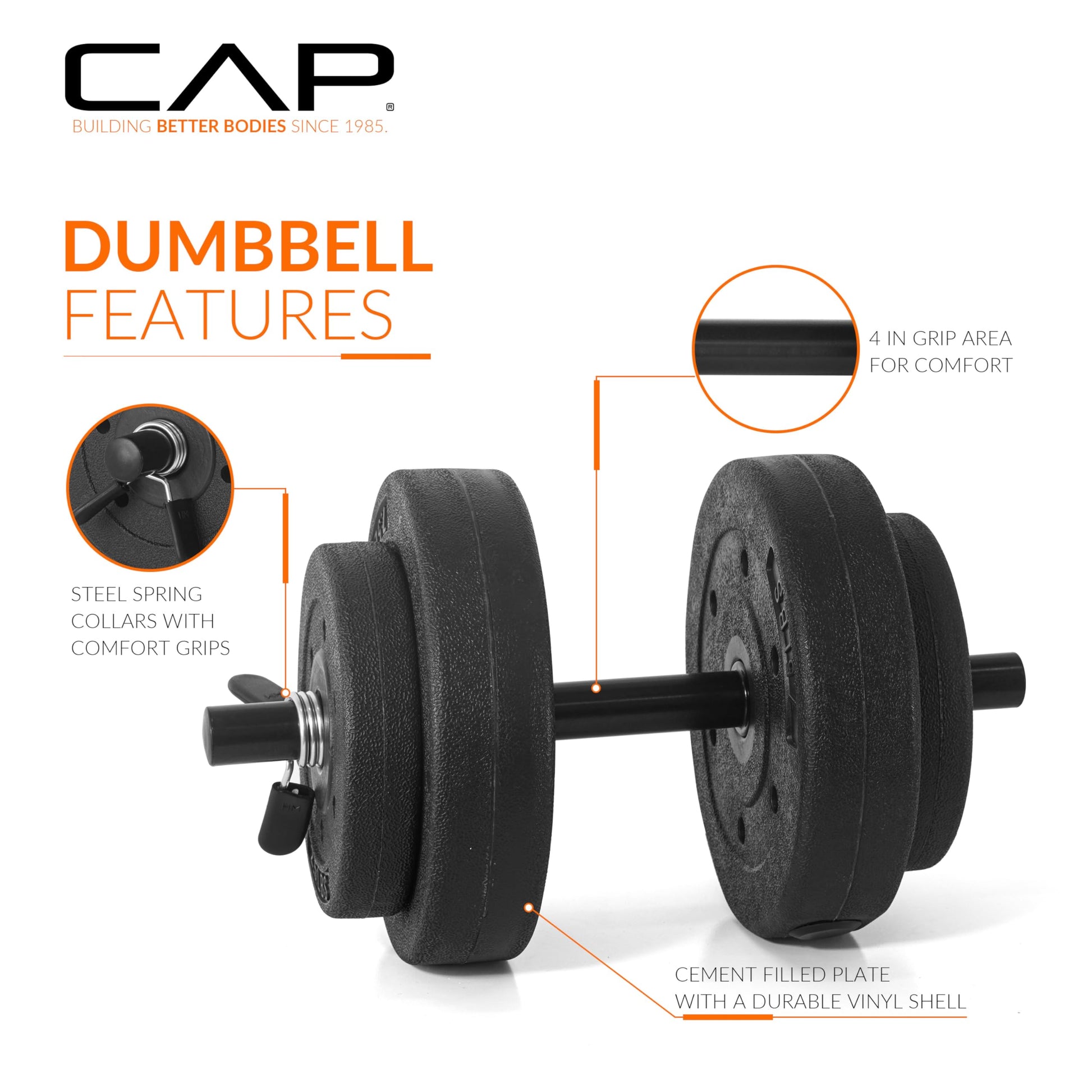 CAP Barbell 40-Pound Adjustable Cement Dumbbell Set – Versatile Weights for Home Gym Excellence