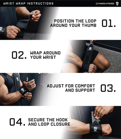 Gymreapers Weightlifting Wrist Wraps, Black/Rubber, 18"