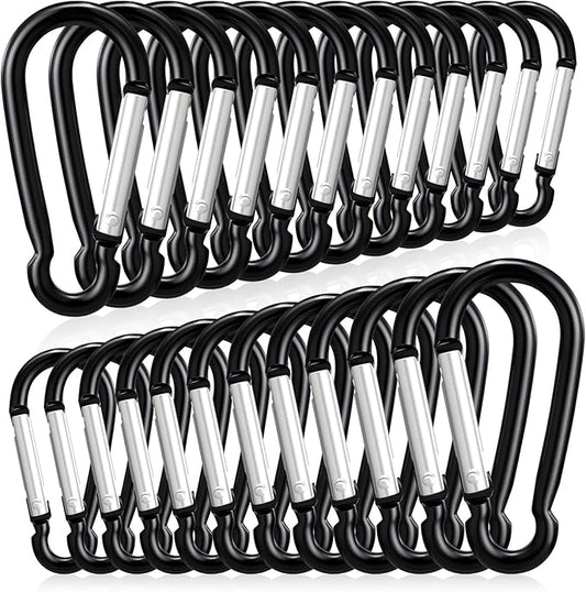 24 PCS Small Carabiner Clips, Spring Snap, Keychains Hooks, 2" Aluminum Ring, Multipurpose for Key Rings, Camping, Hiking, Backpacking, Fishing and Outdoor