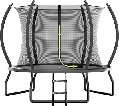 8FT 10FT 12FT 14FT 16FT Trampoline with Pop-up Quick Connector and Basketball Hoop, Trampoline Outdoor with Enclosure, Ladder, ASTM Approval for Kids and Adults