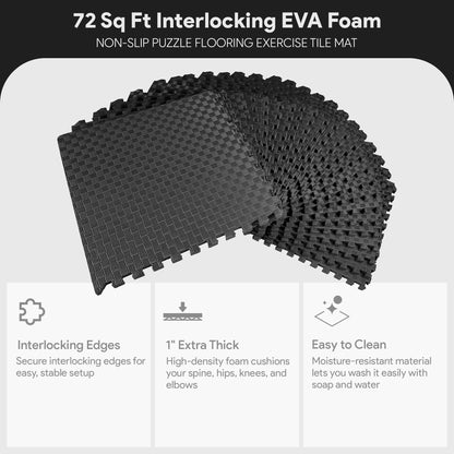 BalanceFrom Puzzle Exercise Mat 1-inch Thick, EVA Interlocking Foam Floor