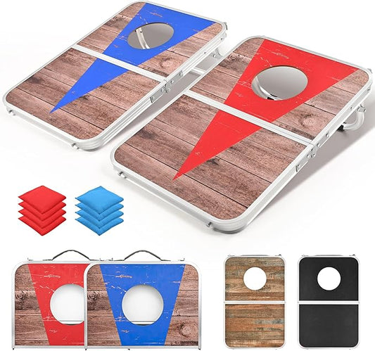ROPODA Portable Cornhole Board Set,24 x 16 in Corn Hole Games for Adults with 8 Bean Bags