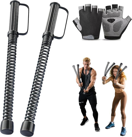 2PCS Ropeless Battle Rope – Portable Workout Ropes for Home Gym with Non-Slip Gloves, Low-Impact HIIT and Strength Workouts, Fitness Equipment for Full-Body Exercise,Men Women