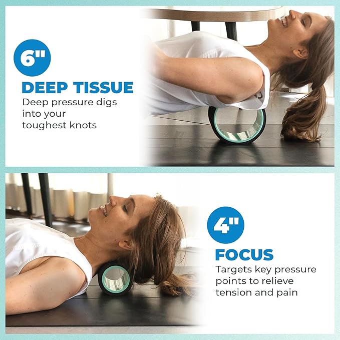 Chirp Wheel Foam Roller ??Targeted Back & Neck Relief, Lumbar Spine Stretcher, Spinal Decompression Back Stretcher, Massage Roller with Density Foam for Physical Therapy, Supports 500lbs, 2-Pack Mint